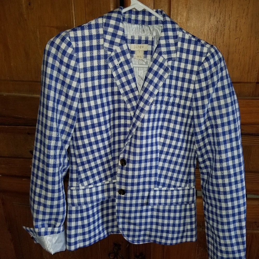 JCrew Gingham Blue Campbell Blazer 4 - Picture 5 of 5